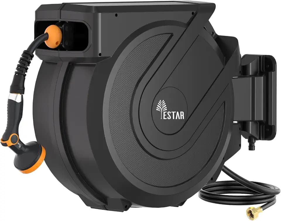Retractable Garden Hose Reel 5/8 in x100 ft， Wall Mounted Hose Reel