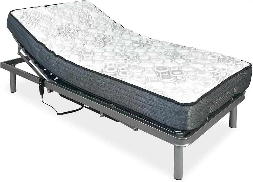 amuéblate online Dorsaltec Elektrisches Bett, verstärkt, Ergotop, 5 Ebenen, mit viskoelastischer Matratze Dorsaltec, 90 x 190 cm