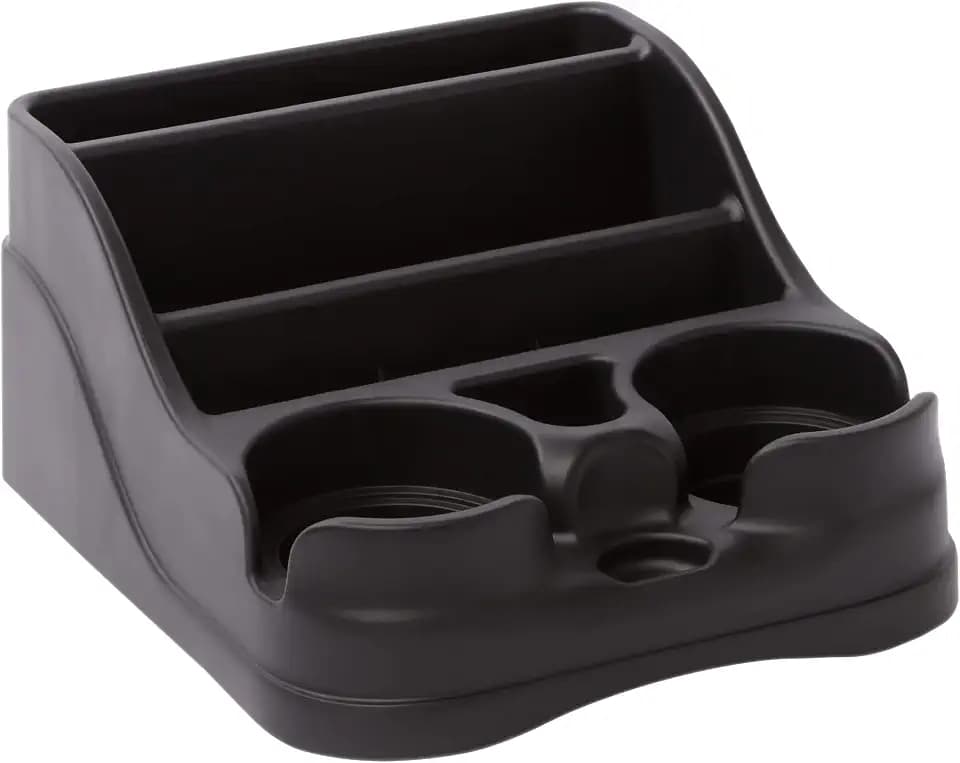 Moblorg Small Center Console for Cars, Trucks, Minivans, SUVs, Vehicle Organizer, Cup Holders, Recycled Plastic, Made in USA (Black)