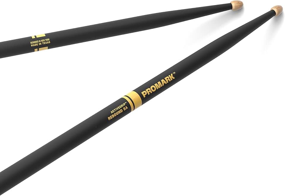 ProMark Rebound ActiveGrip R5AAG 5A Drumsticks, Acorn-Spitze, Schwarz