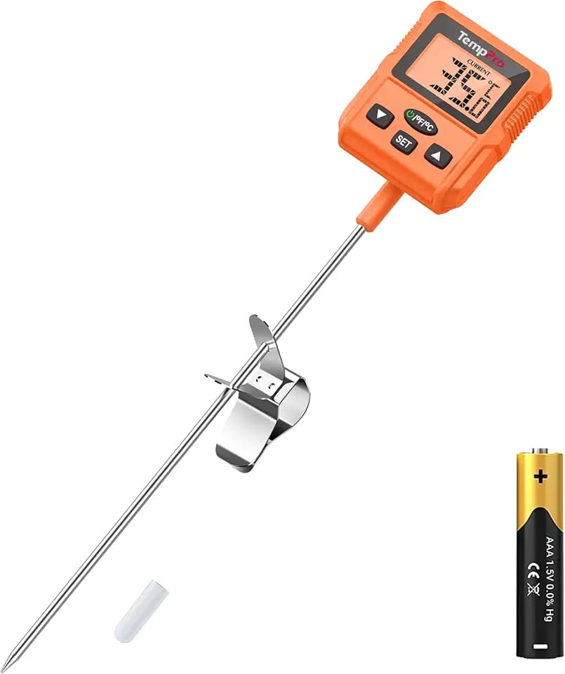 TempPro Fleischthermometer Zuckerthermometer Grillthermometer mit Topfclip