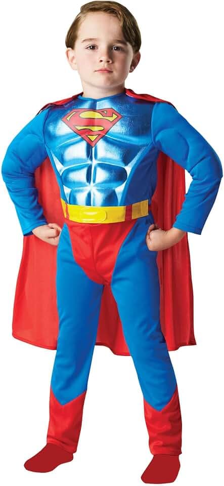 Rubie‘s Offizielles DC Comic Batman Metallic Brust Superman, Kostüm für Kinder, Größe M