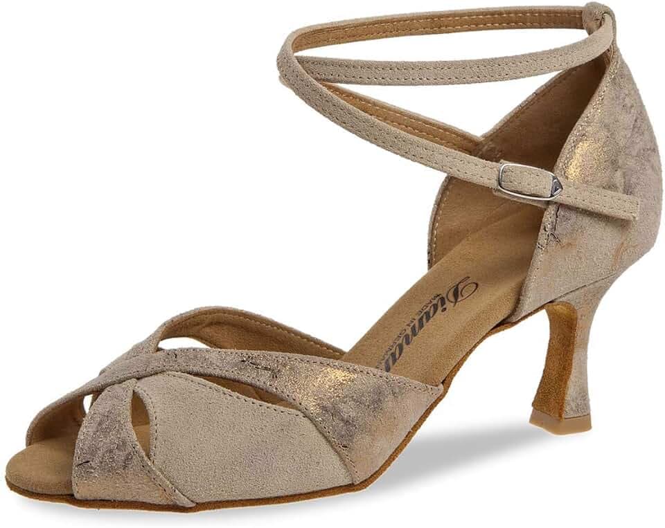 Diamant Damen Tanzschuhe 141-087-527 - Veloursleder Zimt - Normal - 6,5 cm Flare - Made in Germany