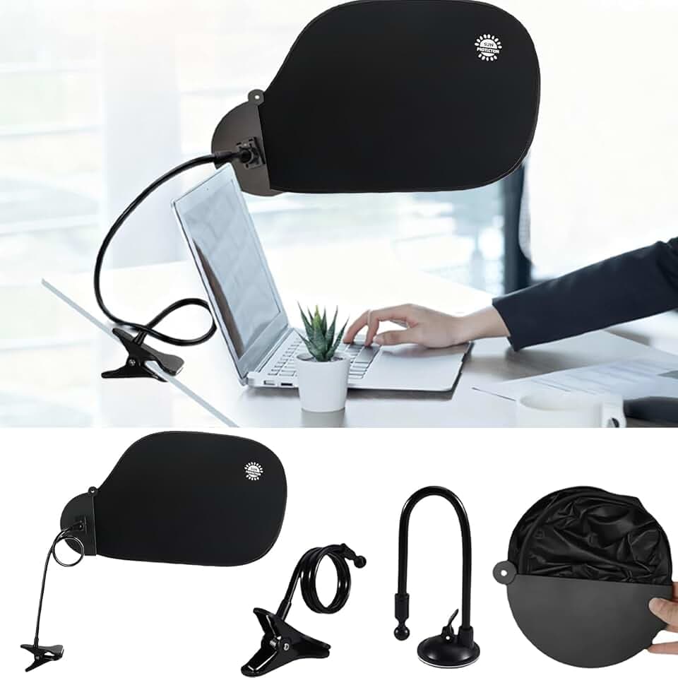 Desk Shade for Office Cubicle to Block Light, Adjustable Desk Leaf Shade for Monitor Decor and Cubicle Privacy, Black