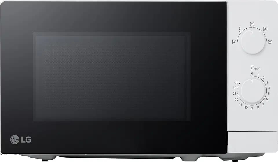 LG MS2082H Solo-Mikrowelle (20 L, 700 W) mit eleganter Vollglastür, Doppel-Drehreglern und LED-Innenbeleuchtung, Weiß