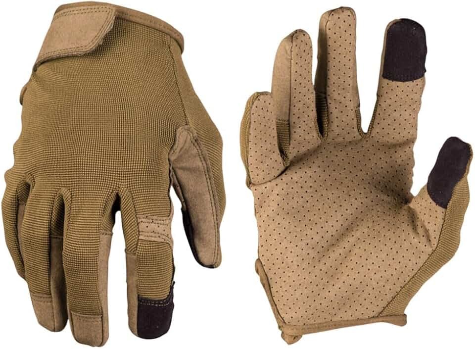 Mil-Tec Einsatzhandschuhe Touch – Touchscreen-taugliche Arbeitshandschuhe mit Belüftung, Taktische Diensthandschuhe mit Klettverschluss & kurzer Stulpe, Outdoor- & Mechanikerhandschuhe