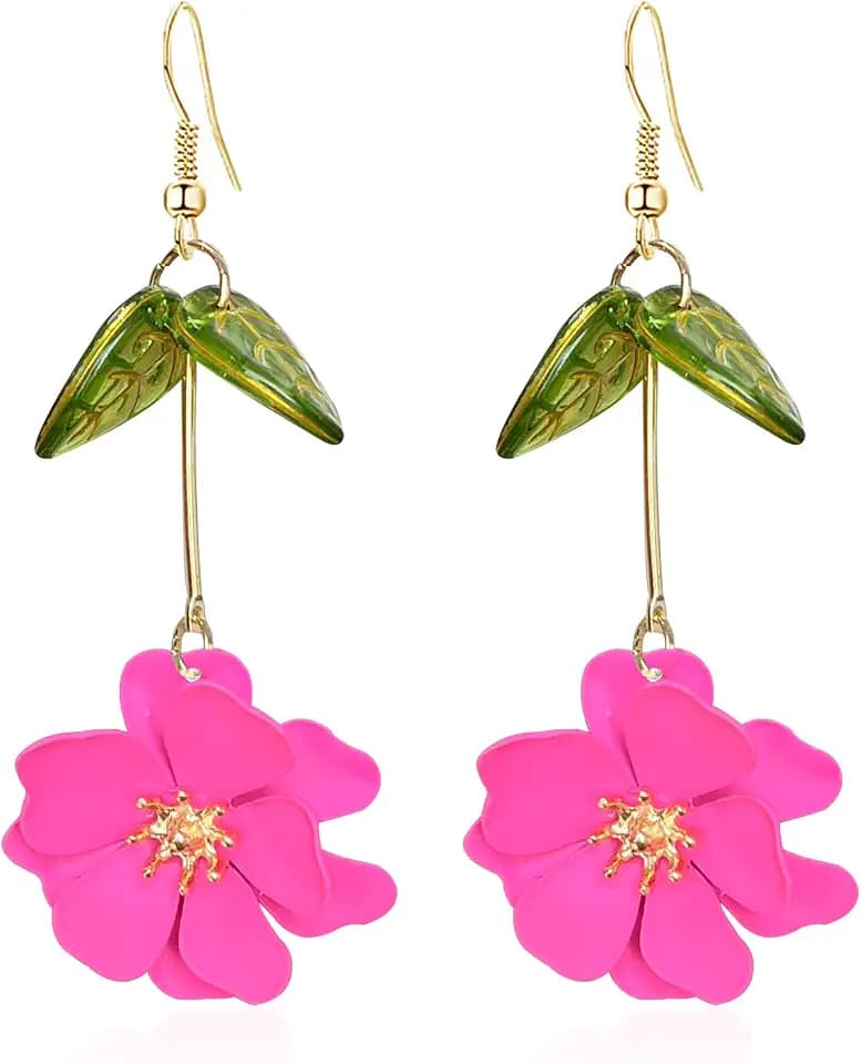 Boho Flower Dangle Earrings Cute Green Leaf Fairy Statement Summer Refreshing Seaside Idyllic Holiday Earrings