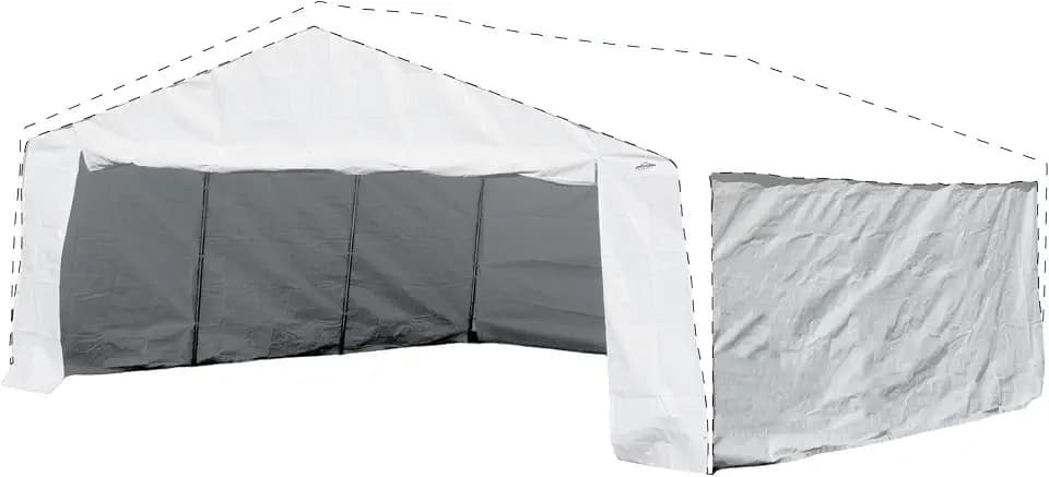 Caravan Canopy Domain Carport Sidewall Enclosure Set, 20' x 20', White, 22 lbs, Polyethylene Material, Sun Protection, Set of 4 Sidewalls, Frame and Top Not Included