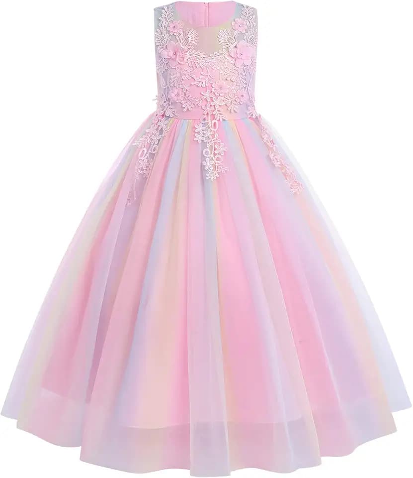 Flower Girls Vintage Lace 3/4 Sleeve Bridesmaid Velvet Dress Princess Wedding Party Pageant Evening Formal Prom Ball Gown
