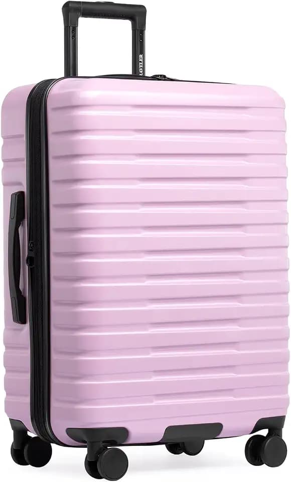 U.S. Traveler Boren Expandable Hardside Rugged Travel Luggage with 8 Spinner Wheels, Lavender, Checked-Medium 26-Inch