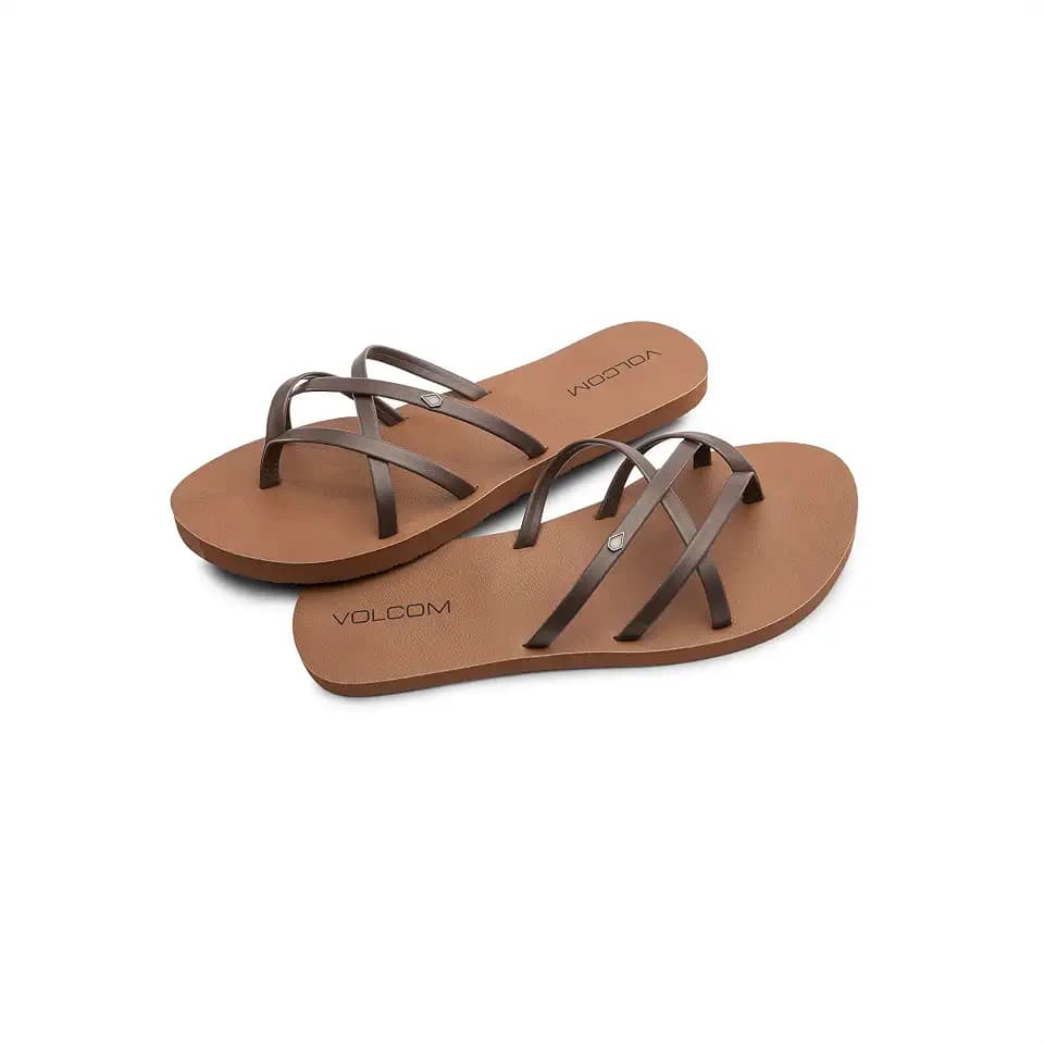 Volcom Women's New School Strappy Flip Flop Flat Slide Sandal
