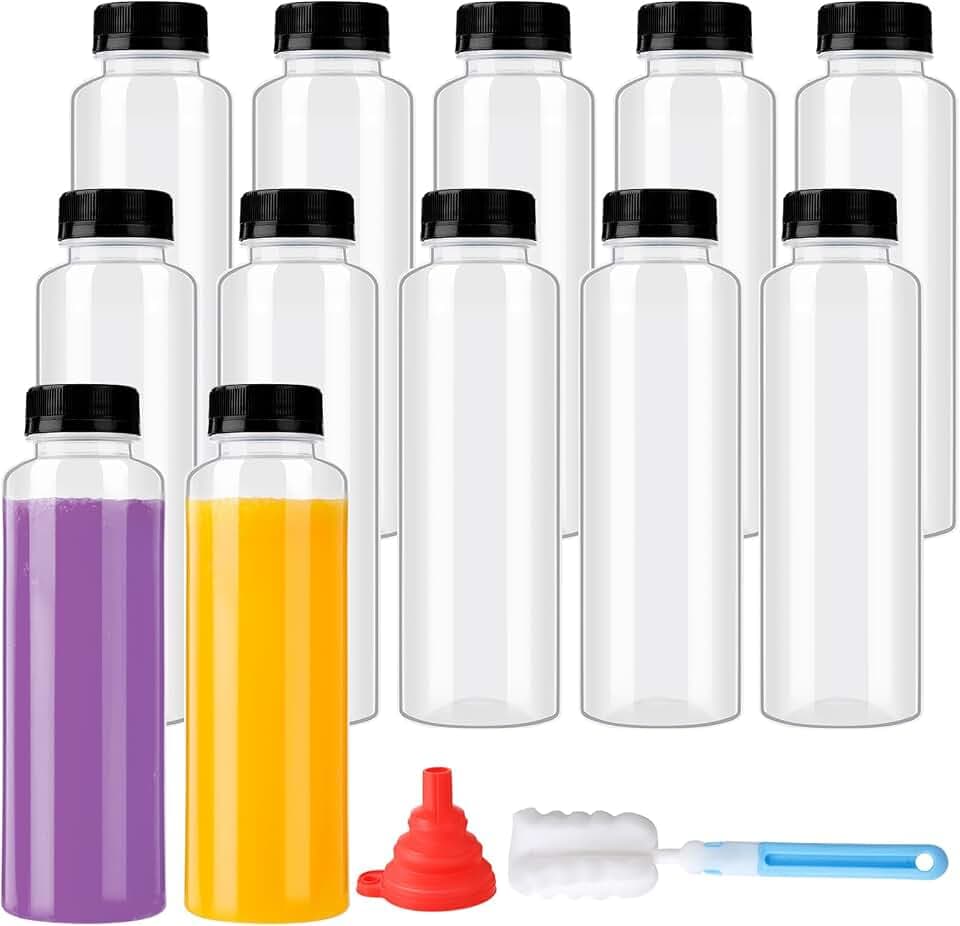 zmybcpack 12 Pack 500 Ml Plastic Juice Bottles with Caps Dishwasher Safe