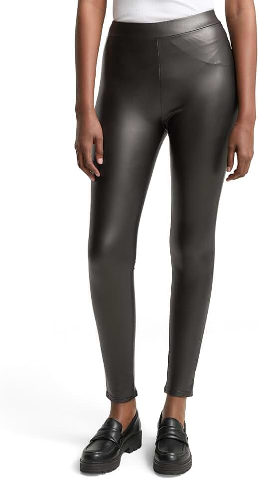 Tom Tailor Denim Damen Leggings in Fake-Leder-Optik