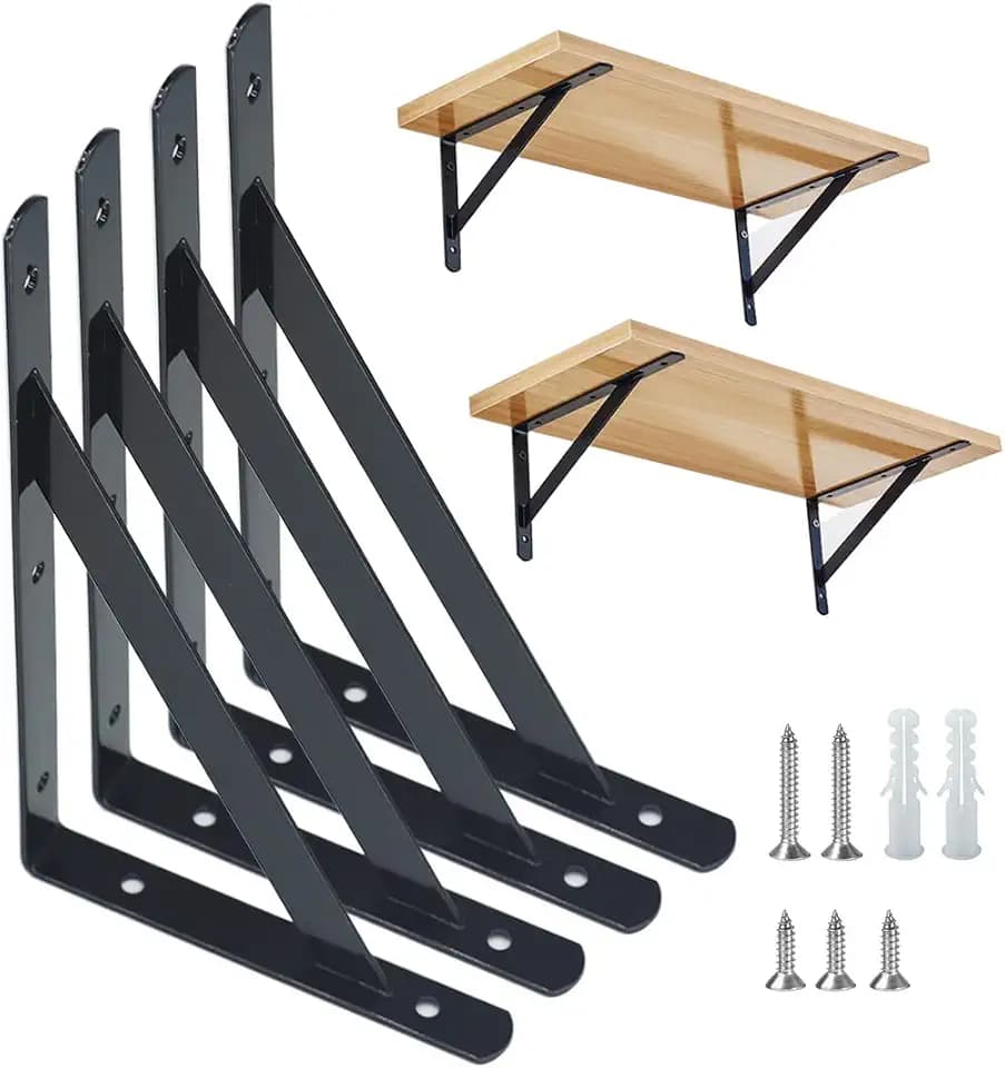 4 Stück Regalhalterungen Schwerlast-Träger 90 Grad Wand-Winkel Regalhalterung Metall Regalträger mit Schrauben Wand Regalträger Eisen Regalwinkel für Winkel Regal (20×12cm)