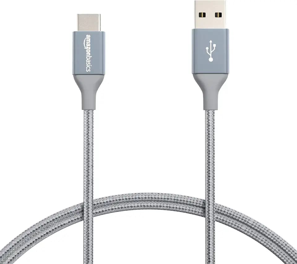 Amazon Basics Nylon Braided USB-C to USB-A 2.0 Fast Charging Cable, 480Mbps Speed, USB-IF Certified, Charge and Sync, for Apple iPhone 16/15, iPad, Samsung Galaxy, Tablets, Laptops, 3 foot, Dark Grey