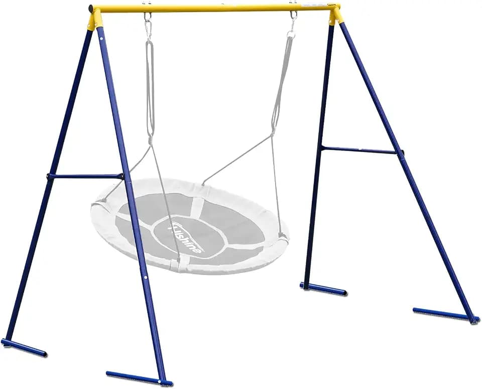 Saucer Swing Frame Stand Alone Heavy Duty for Kids Outdoor(BL/YE)