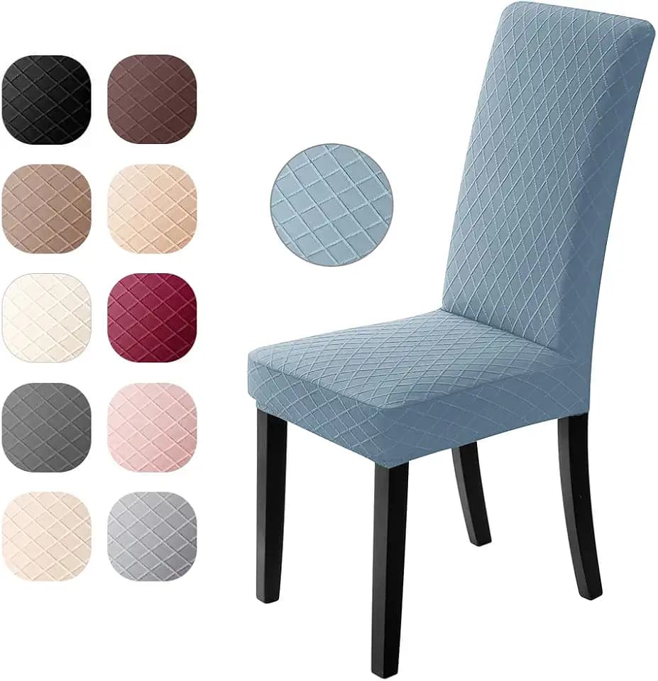 Stuhlhussen 4er Set Universal Stretch Stuhlhussen Moderne Jacquard Husse Abnehmbare Stuhlbezug Abdeckung Esszimmer überzug Bi-Elastic Spannbezug,für Bankett Deko und Hochzeit Partys(Blau,4 er Set)