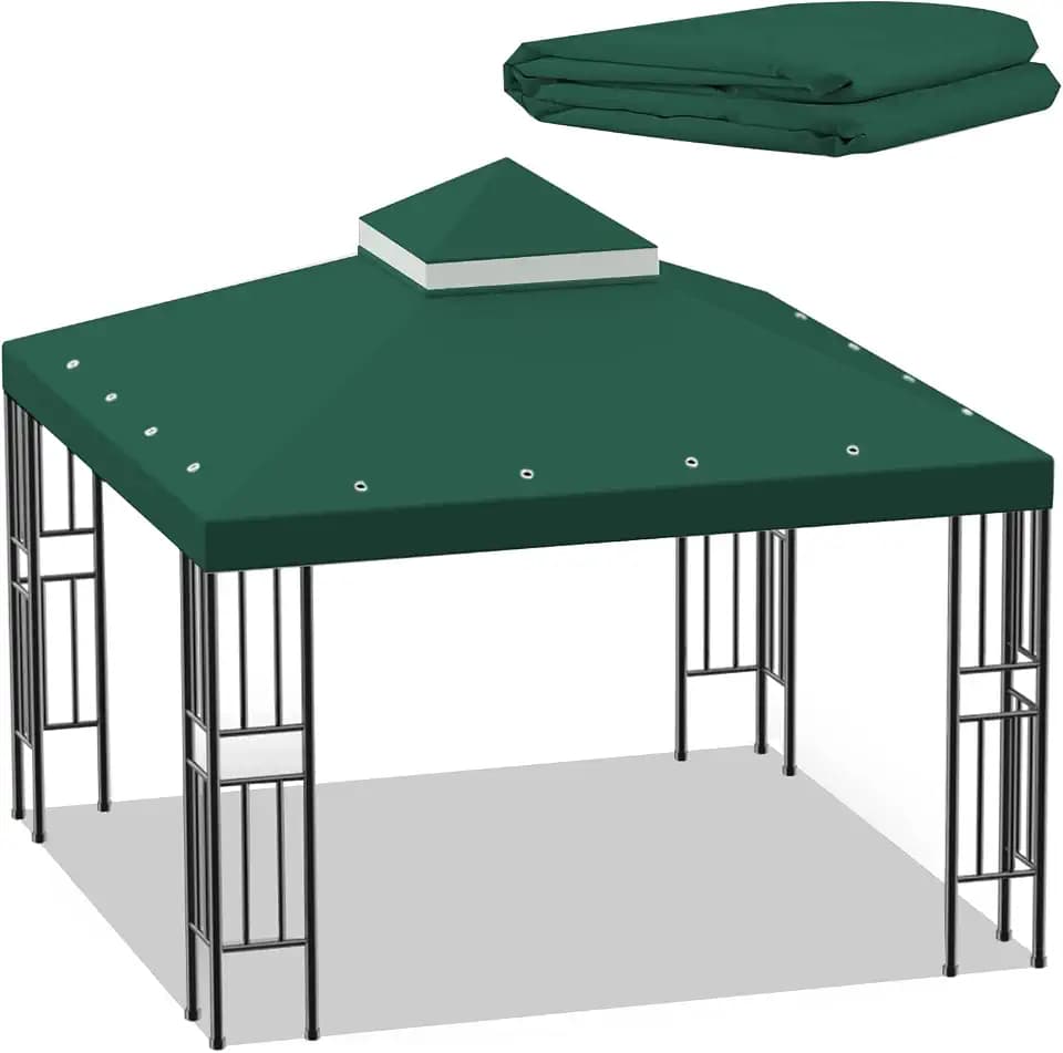 10x10 FT Gazebo Replacement Canopy Top Cover (Green)