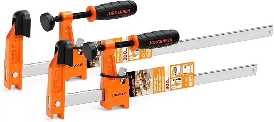 Jorgensen 2-Pack Steel Bar Clamp Set, Light Duty F-Clamp, 8-Inch & 12-Inch
