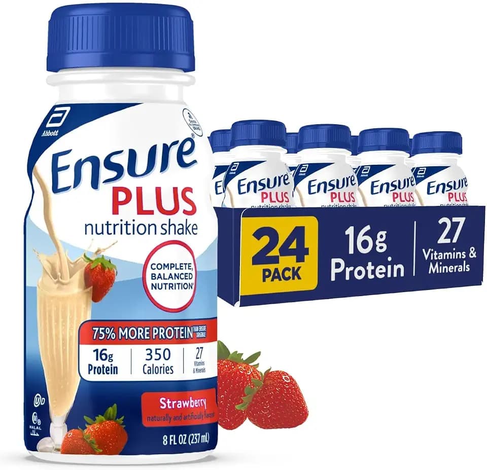 Ensure Plus Strawberry Nutrition Shake, 24 Pack