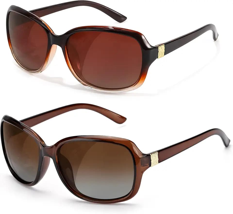 Myiaur 2 Pack Polarized Square Sunglasses for Women UV400 Protection