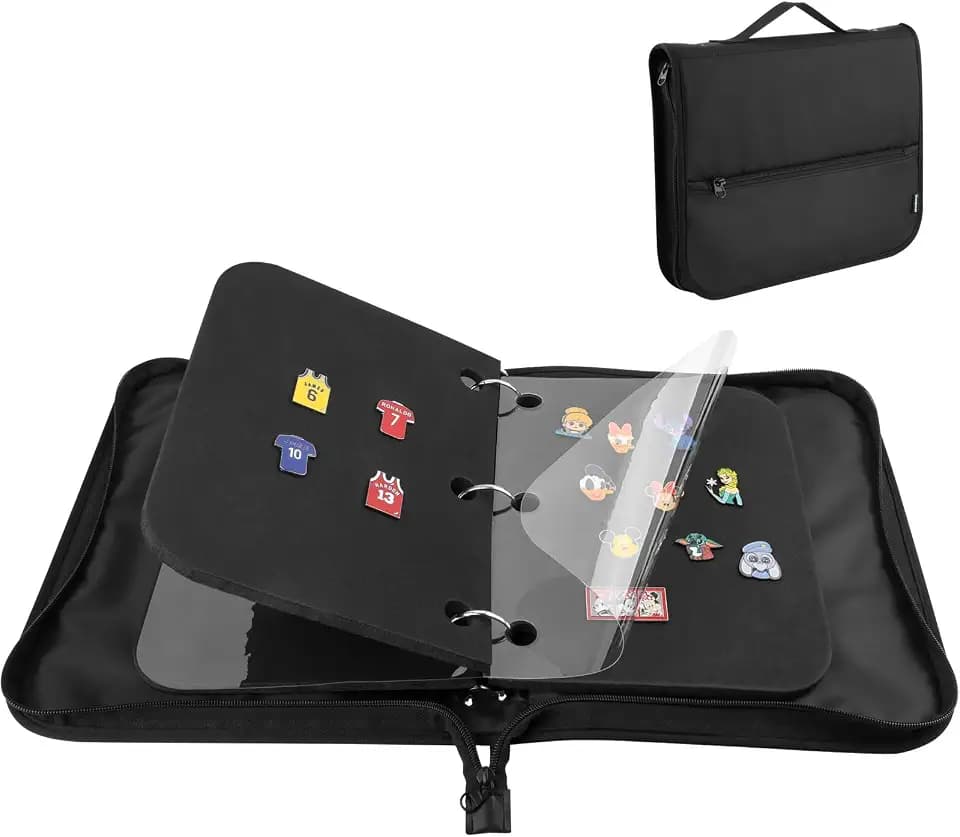 Flip Page Storage Bag - Transparent Pin Case with Double Zippered Binder for 3 Pages & Easy Trading