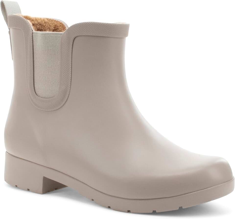 Chooka Women's Delridge Waterproof Faux Fur Chelsea Rain Boot Slip On