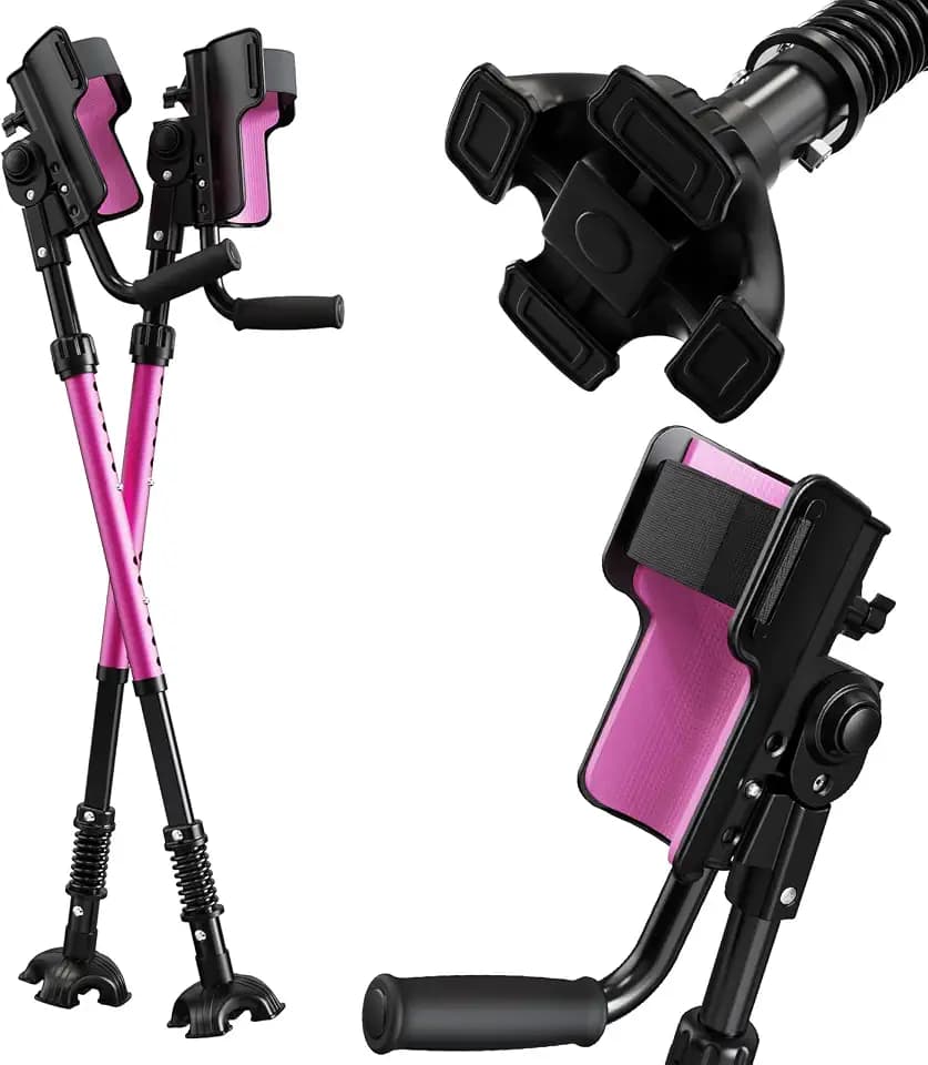 3‑Angle Adjustable Forearm Crutches for Adult Walking, Pink