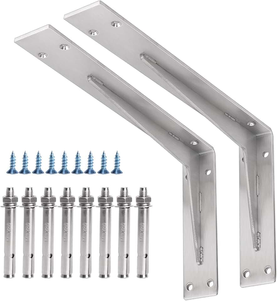 YUMORE Countertop Support Bracket, Heavy Duty 5mm L Bracket, 14x8×2 in