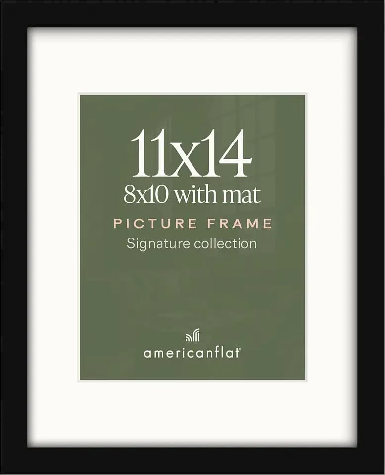 Americanflat 11x14 Picture Frame - Matted to 8x10 - Engineered Wood - Black