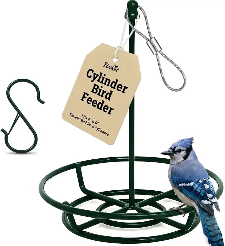 Cylinder Bird Feeder - Holds Bird Seed Cylinders with Holes - Powder Coated