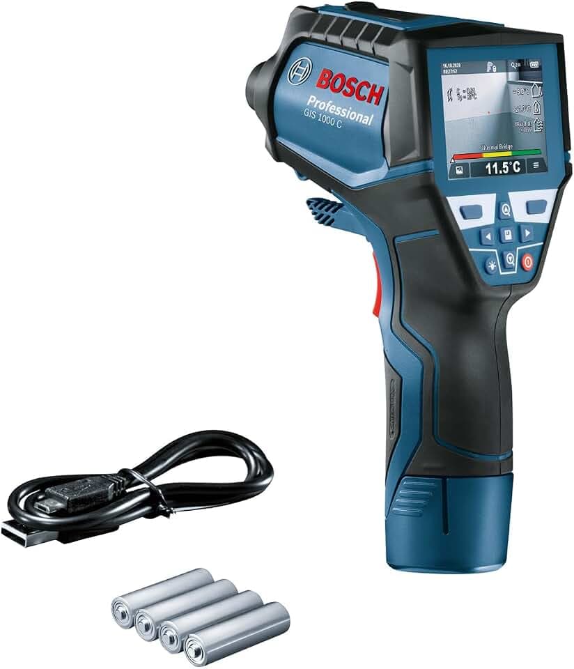 Bosch Professional Infrarot-Thermometer GIS 1000 C | mit App-Funktion, Temperaturbereich: –40 °C bis 1000 °C, 4x AA-Batterie