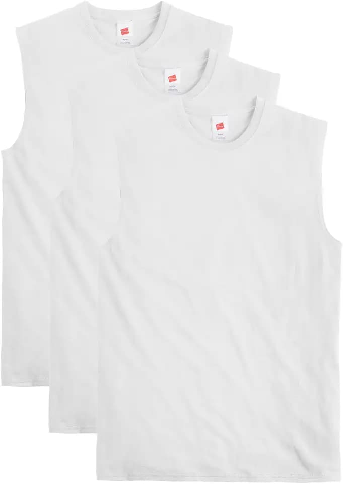Hanes Men's Essentials Midweight Muscle T-Shirt Pack, Cotton Muscle Tank Shirts, 3-Pack
