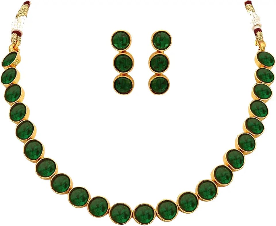 Aheli Ethnic Faux Kundan Choker Necklace Indian Traditional Bollywood Jewelry Set with Earrings Gift for Women