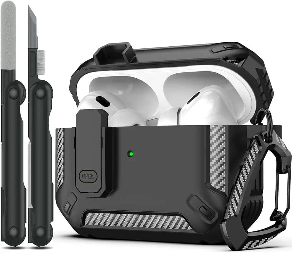 RFUNGUANGO for AirPods Pro 2 Case Carbon Fiber Series, Black