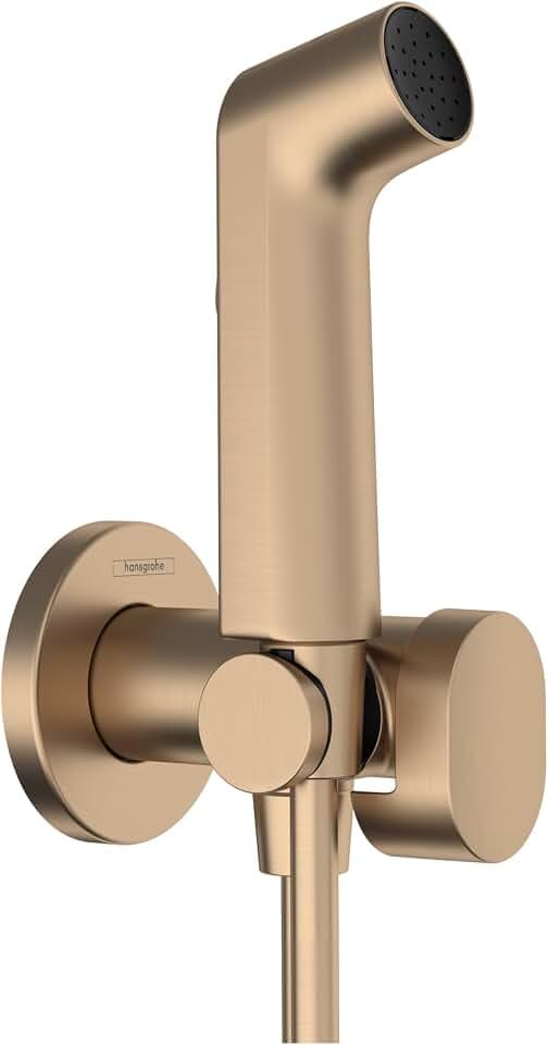 hansgrohe Bidette Handbrause S mit 1 wassersparenden Strahlart (EcoSmart), inkl. Absperrventil, Brausehalter und Brauseschlauch 1,25 m, für Kaltwasser, Brushed Bronze, 29230140
