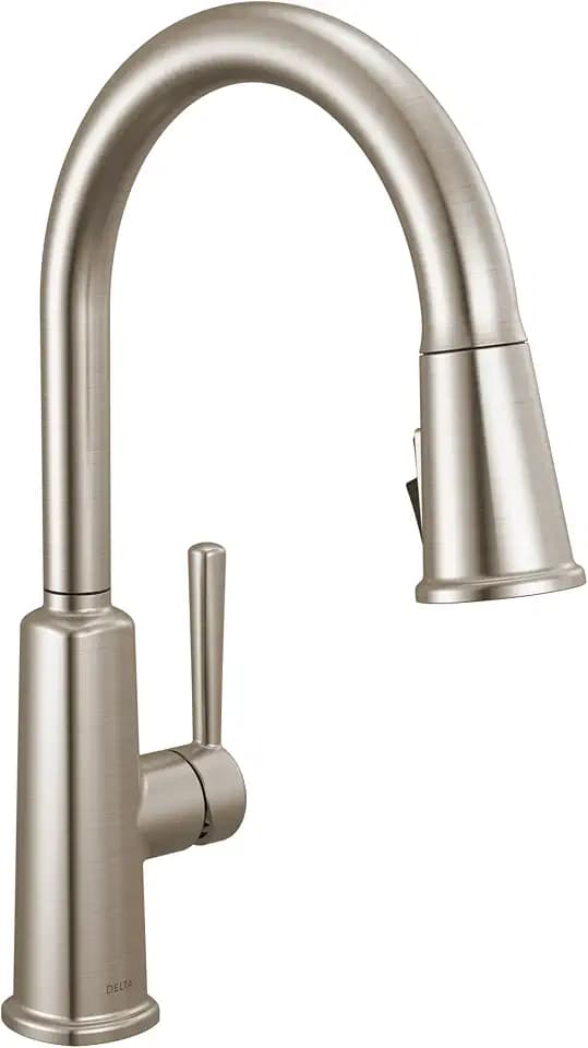 Delta Finnridge Brushed Nickel Kitchen Faucet with Pull Down Sprayer, High Pressure ProClean Spray Modern Single Hole Kitchen Sink Faucet, Stainless 19730LF-SS