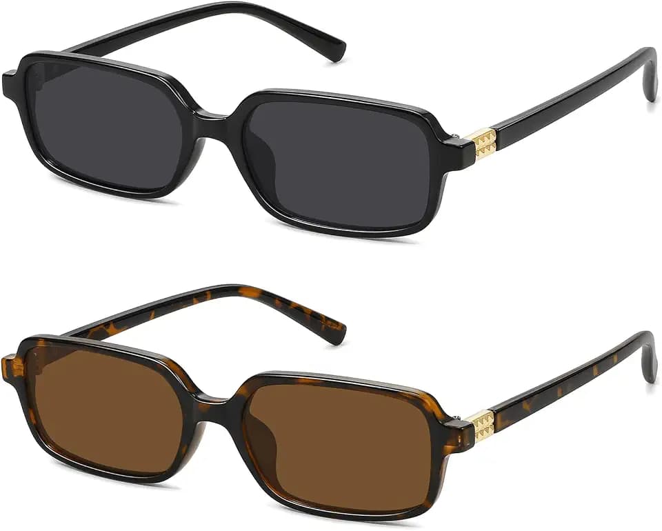 MEETSUN Retro Rectangular Sunglasses for Women Trendy Vintage 90s Small Square Sun Glasses UV Protection
