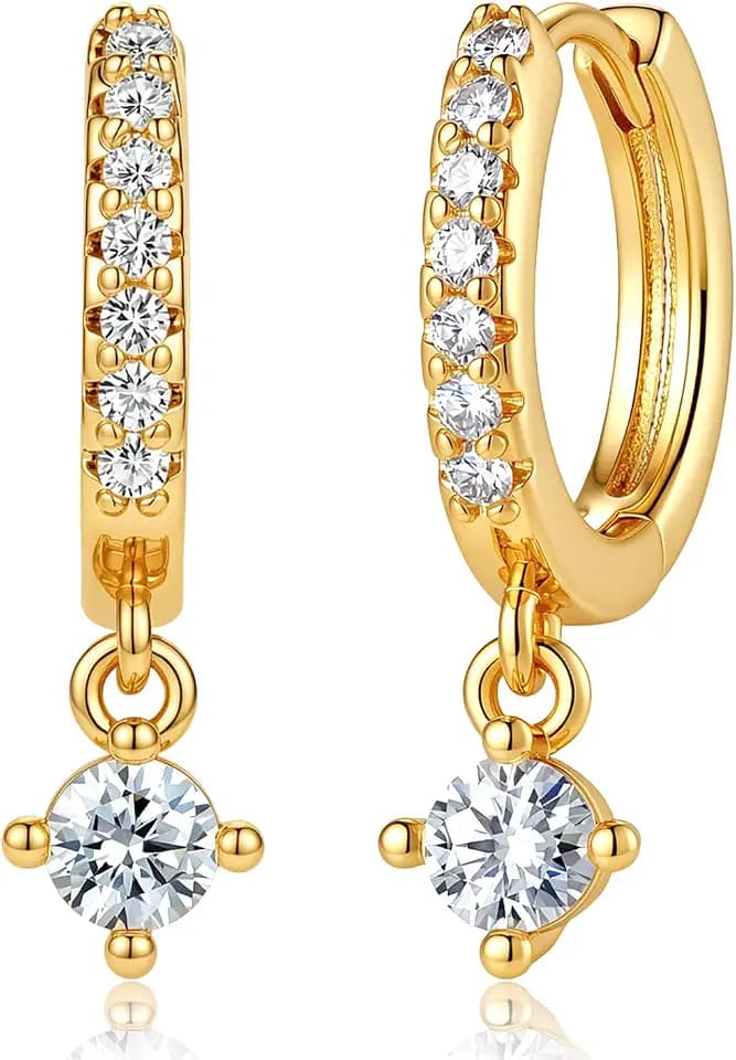 Moissanite Hoop Earrings for Women, D Color Hypoallergenic 18K Gold Plated