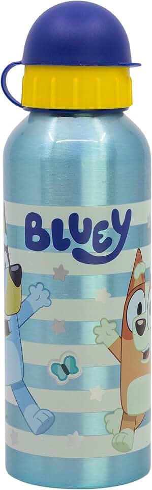 STOR Bluey Kinder Trinkflasche aus Aluminium 530ml mit Auslaufsicherem Verschluss und Ausgießer Wiederverwendbar für Schule Sport