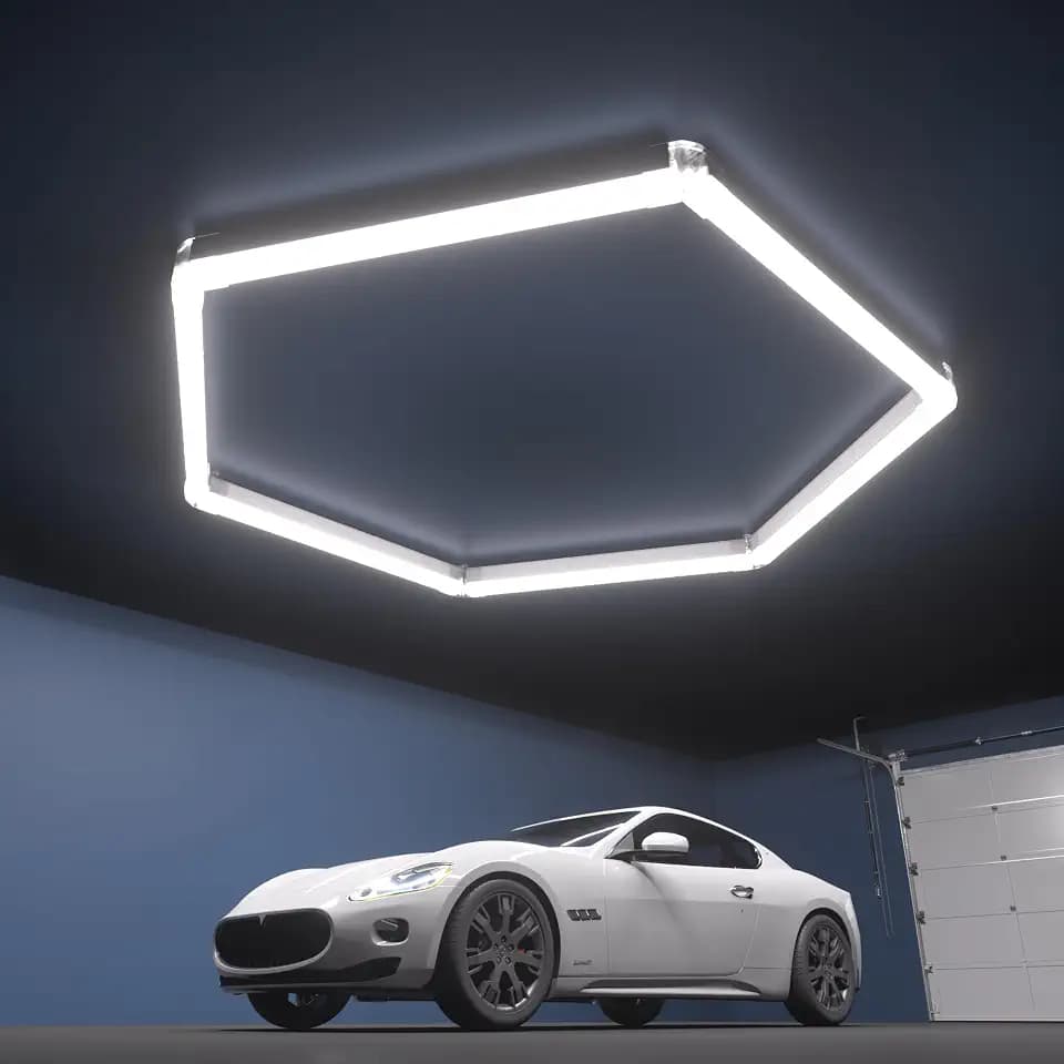Hexagon Garage Lights, 1-HEX Updated Bigger Size, 7200lm Super Bright Car Detailing Ceiling, Led Hexagon Lights, Honeycomb Lights for Detailing, Workshop, Home Gym, Basement Garage