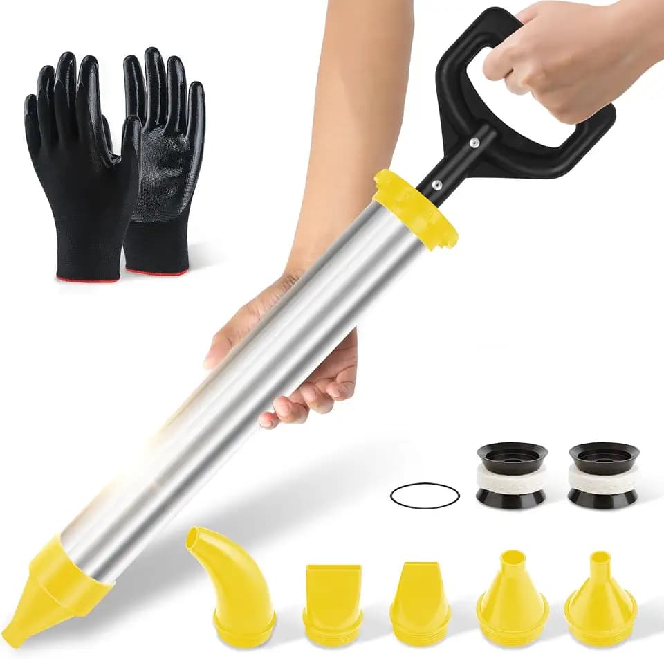 Mörtelspritze 5 in 1 - Mörtelpresse aus Edelstahl. Betonspritze zum Füllen von Rissen. Fugenpistole wird mit einem Paar Handschuhen geliefert