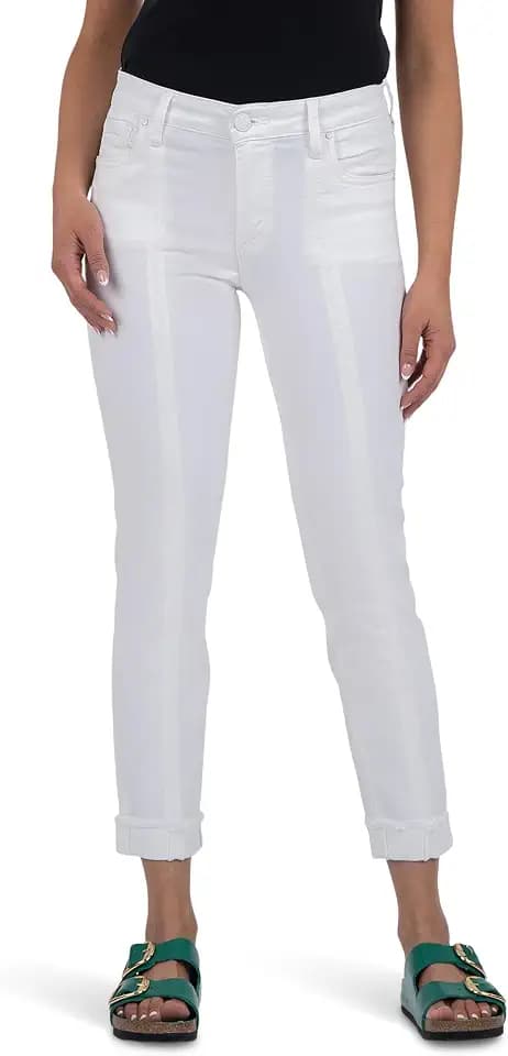 KUT from the Kloth Women's Amy Crop Straight Leg Roll Up Fray Princess Seam