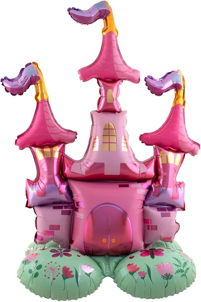 Folat 62941 Folienballon Prinzessinnen Schloss Stehender Folienballon - Prinzessin Schloss - 65 x 90 cm Mãdchen Rosa Geburstag Party