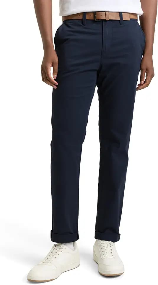 TOM TAILOR Denim Herren Slim Fit Chino Hose mit Gürtel