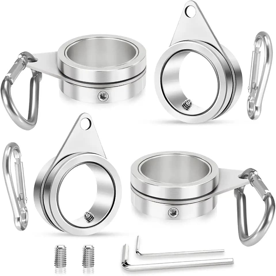 1" Flag Pole Rings Flagpole Spinners Clips, Aluminum Alloy Anti-Wrap 360° Spinning Flag Pole Swivel Rings, Flag Rotating Mounting Rings Hardware Parts with Clip Hooks for 0.75-1.0 Inch Diam. Flagpole