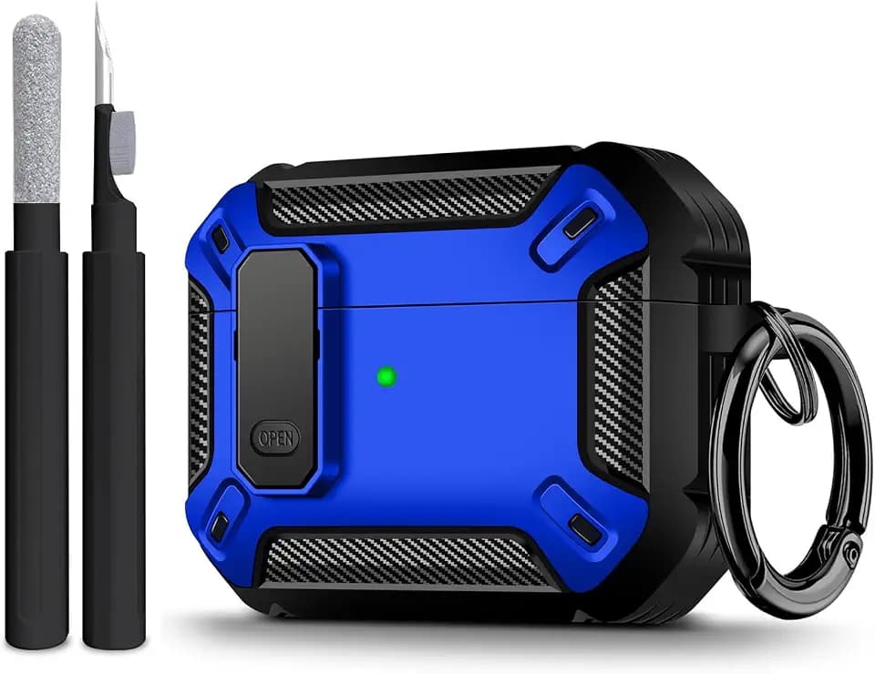 Maxjoy for AirPods Pro 3 Case (2025), Hard Shell Protective Cover Compatible with Airpods Pro 3rd Generation Case with Keychain Cleaner Kit for Men Women, Blue