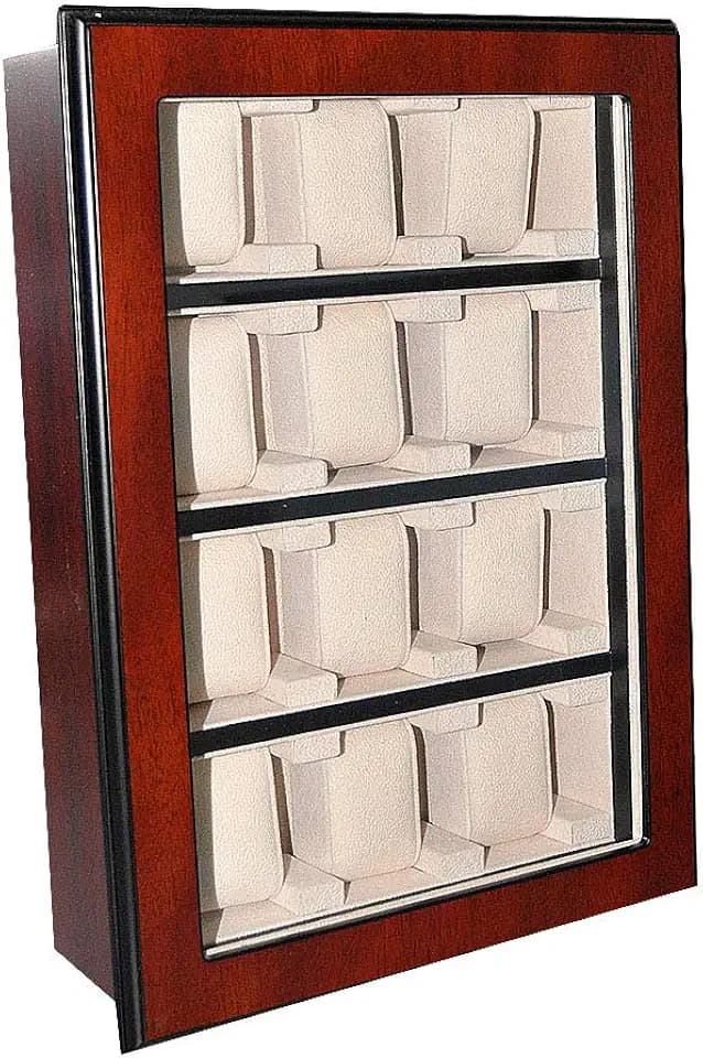 Uhrenvitrine Wandvitrine für 12 Uhren braun Schaukasten Uhrenbox