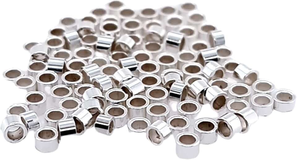925 Sterling Silver Round Tube Crimp Beads, 1 x 1.8MM, 100pcs by Craft Wire