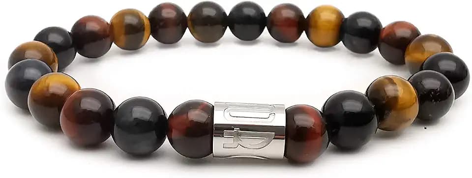 Morchic 8mm Genuine Gemstone Stretch Bracelet for Women Men Unisex, Natural Energy Crystal Stone Beads, Classic Simple Design Cuff Birthday Gift 7.5 Inch